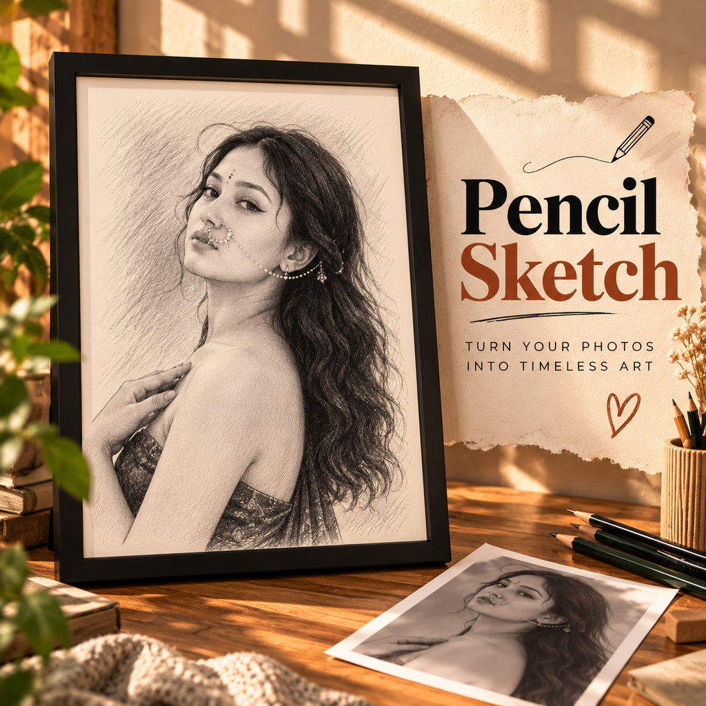 Personalized Pencil Sketch ( Black & White )