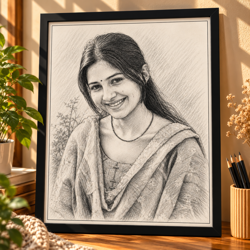 Personalized Pencil Sketch ( Black & White )