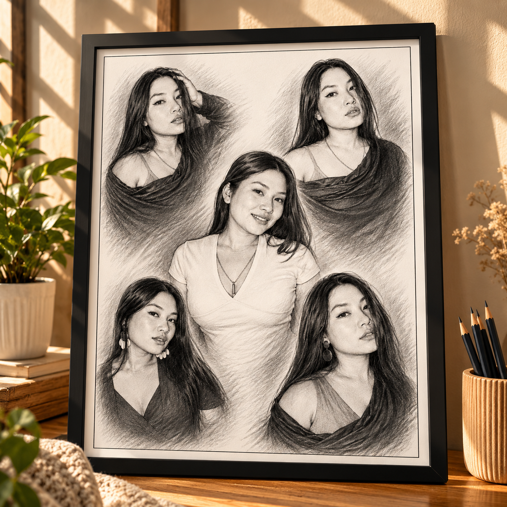 Personalized Pencil Sketch ( Black & White )