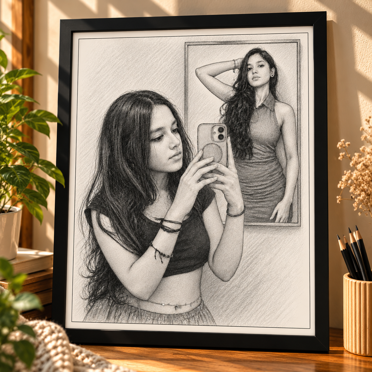 Personalized Pencil Sketch ( Black & White )