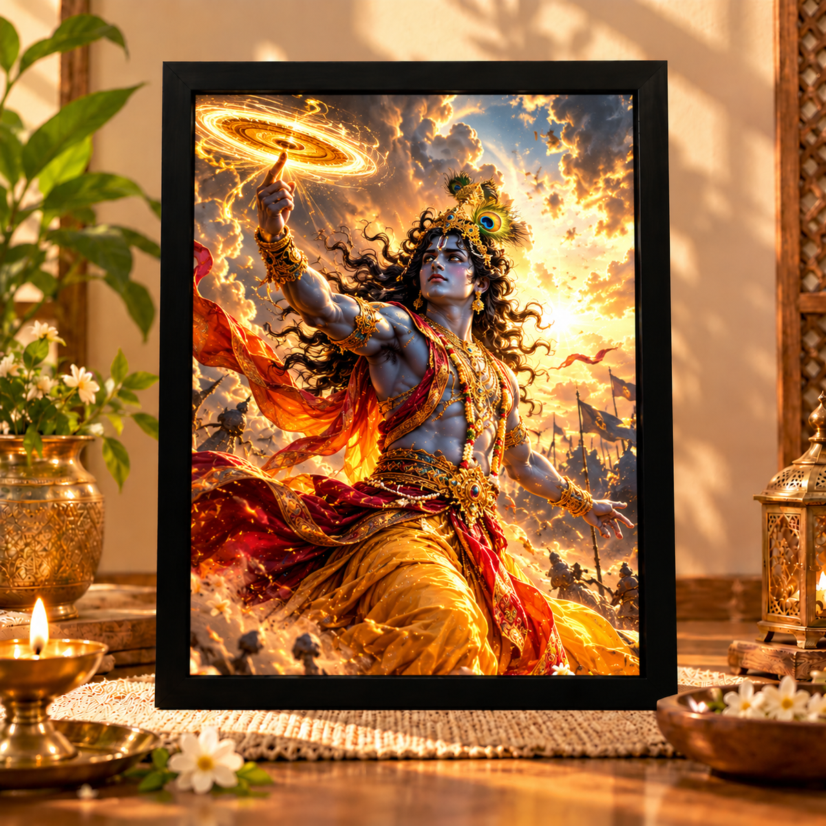 Premium Krishna Photo Frames – Pack of 6 | A4 Religious Wall Art for Home Décor & Pooja Room