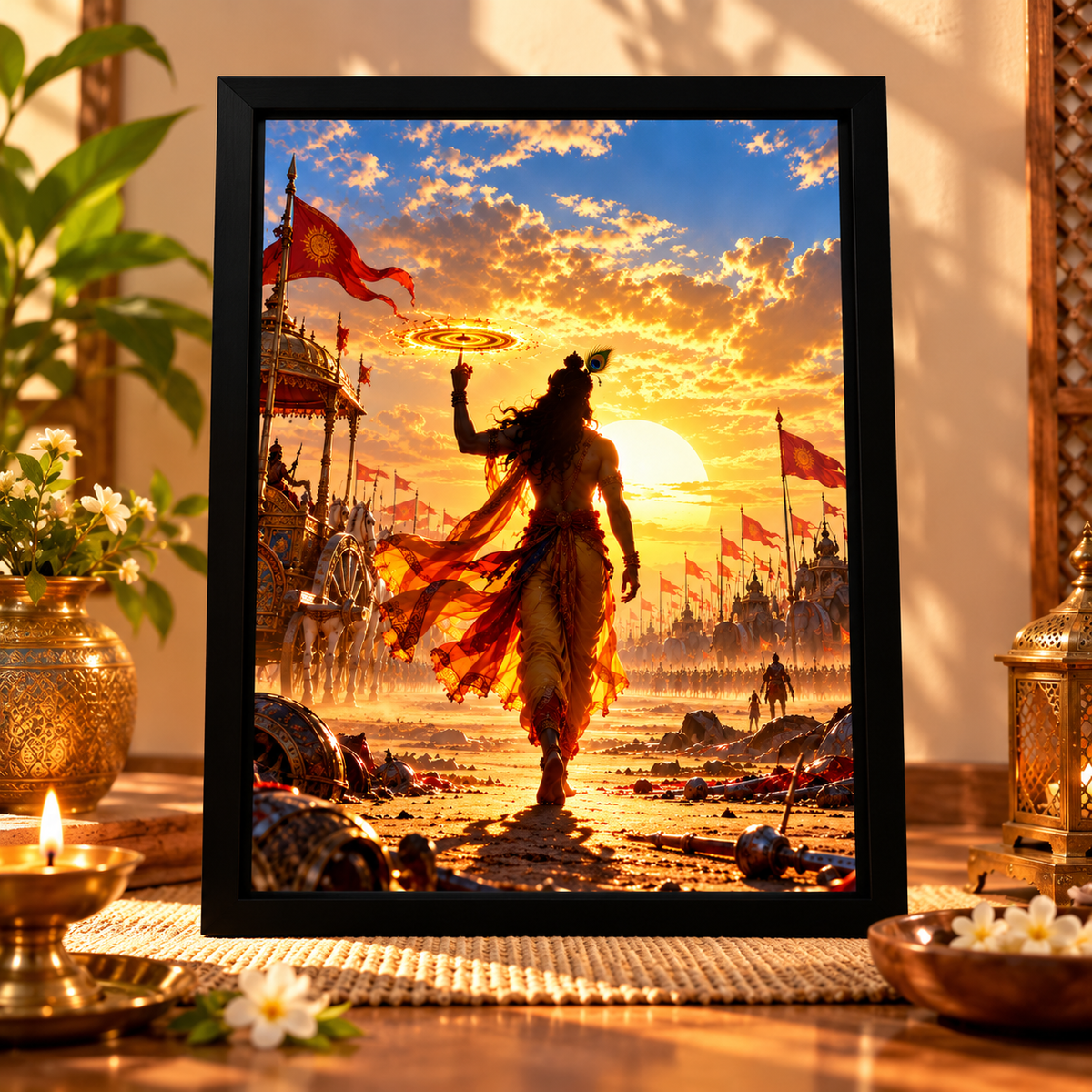 Premium Krishna Photo Frames – Pack of 6 | A4 Religious Wall Art for Home Décor & Pooja Room