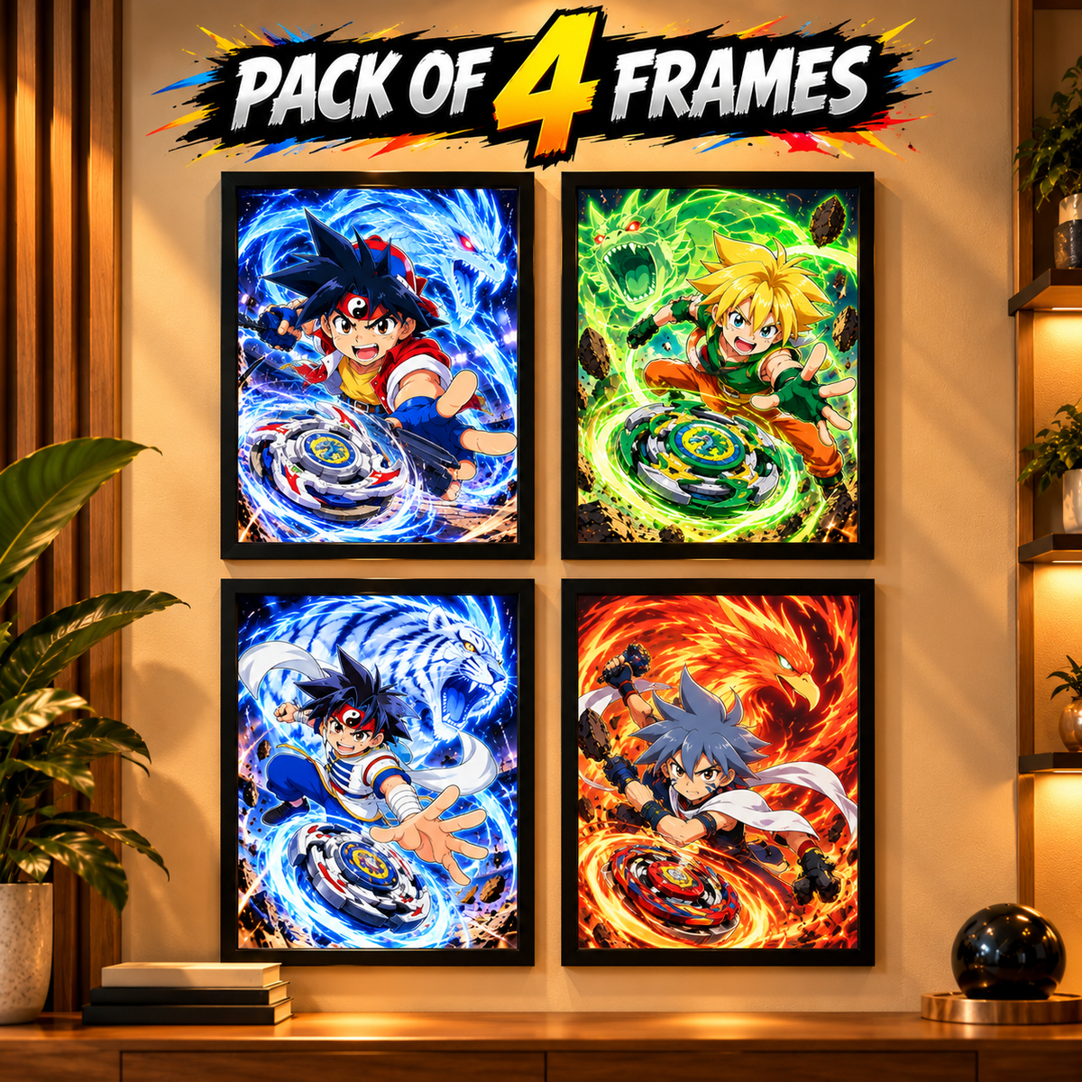eyblade Anime Wall Frame Set – Pack of 4